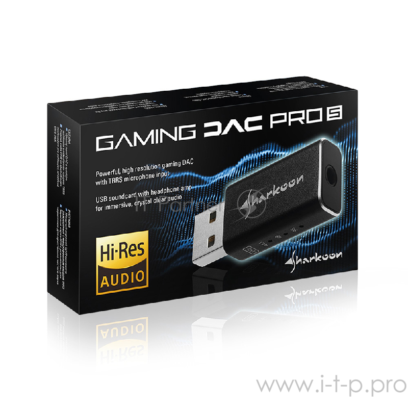 Sharkoon Gaming DAC Pro S переходник для наушников (Jack 3.5 мм -> USB, Hi-Res Audio)