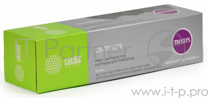 Тонер Картридж Cactus CS-TN1075 черный HL-1110/1112/1510/1512/1810/18 (1000стр.)