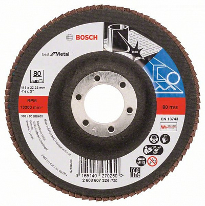 Bosch Bosch 2608607324 КРУГ ЛЕПЕСТК 115мм K80 Best for Metal