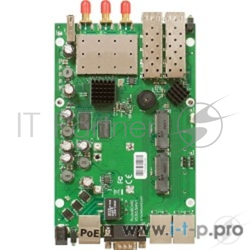 Точка доступа MikroTik RB953GS-5HnT-RP 953GS-5HnT-RP with 720MHz CPU, 128MB RAM, 3xGigabit LAN, 2xSFP cages, built-in 5Ghz 802.11a/n 3x3 three chain wireless, 3xRPSMA connectors, 2x miniPCI-e slots, 2x SIM slots,