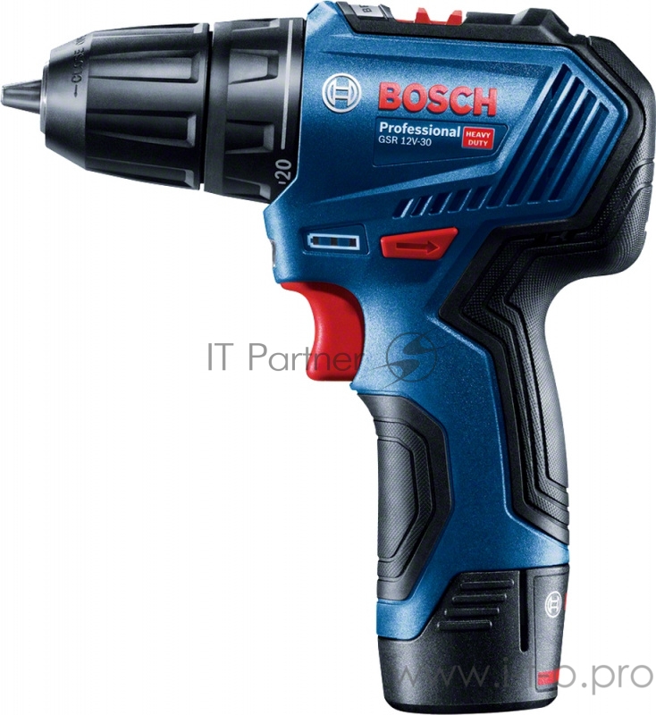 Аккумуляторный шуруповерт BOSCH GSR 12V-30 кейс, 2x2.0 Ач 06019G9020