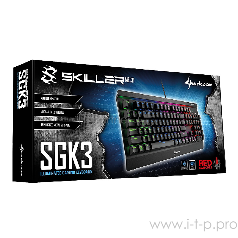 Sharkoon Shark Skiller Mech SGK3 Игровая клавиатура (Kailh Red switches, RGB подсветка, USB)