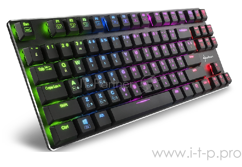 Sharkoon PureWriter TKL RGB Игровая клавиатура (slim, Kailh Blue switches, RGB подсветка, USB, без нампада)