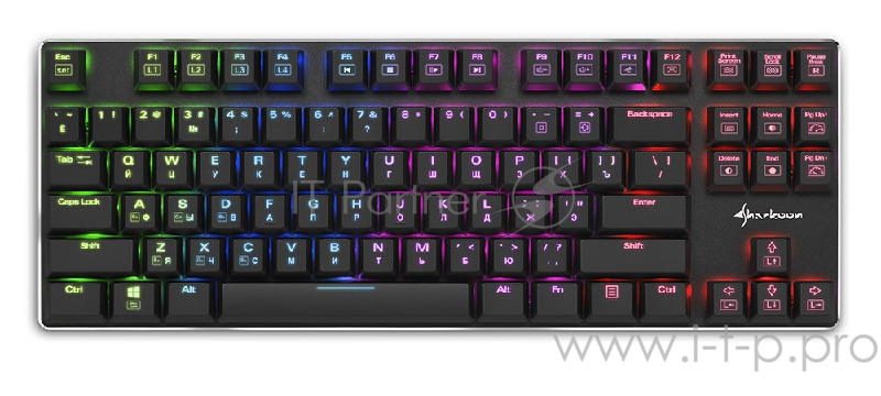 Sharkoon PureWriter TKL RGB Игровая клавиатура (slim, Kailh Blue switches, RGB подсветка, USB, без нампада)