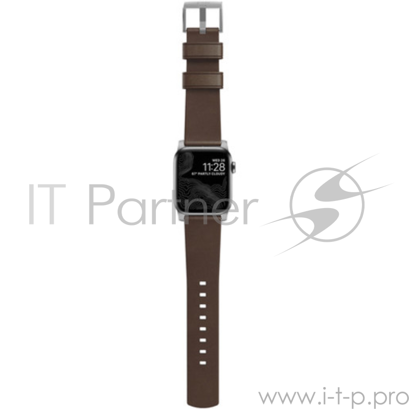 Ремешок Nomad Modern Strap для Apple Watch 44mm/42mm. Материал кожа натуральная. Цвет ремешок темно-коричневый, застежка серебристый.