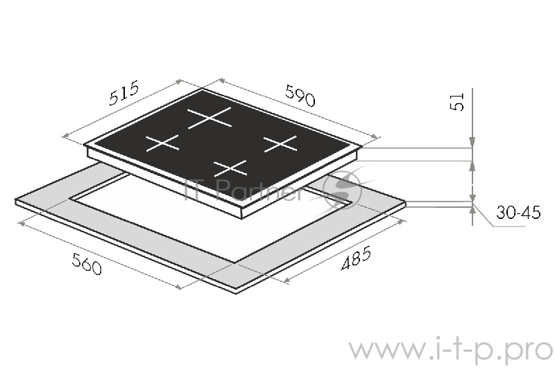 Варочная комбинированная панель MAUNFELD EEHE.64.4B