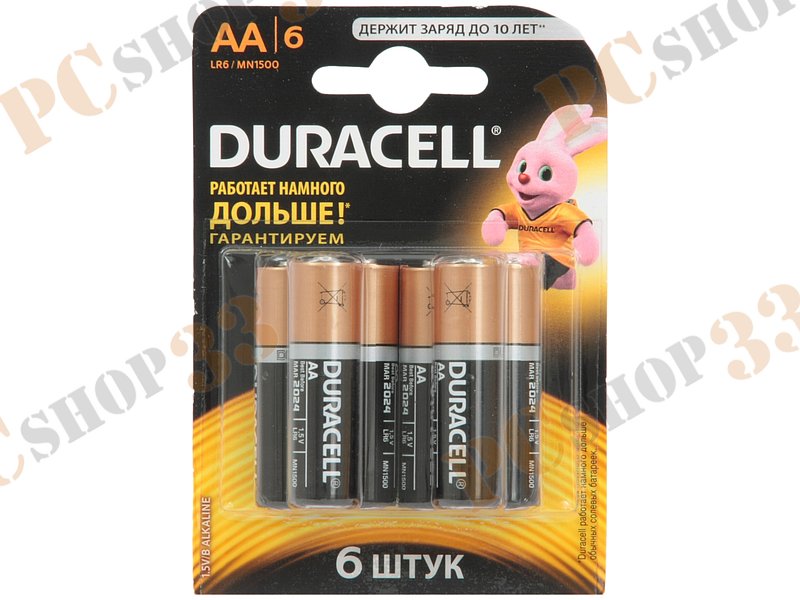 Батарейка Duracell LR6/MN1500 1.5В AA (6шт./уп.)