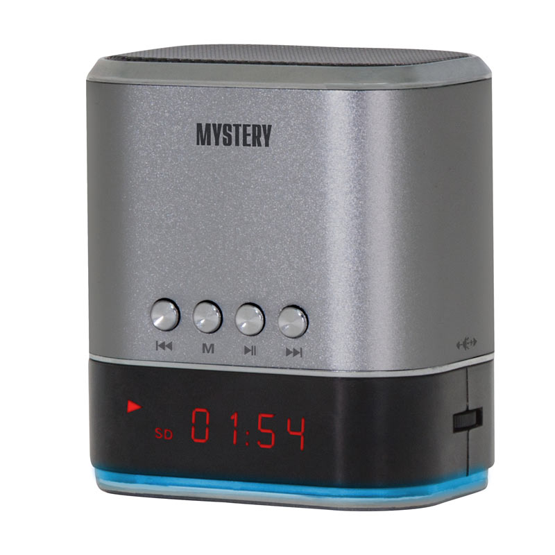 Аудиомагнитола Mystery MSP-127 серебристый 3Вт/MP3/FM(dig)/USB/microSD