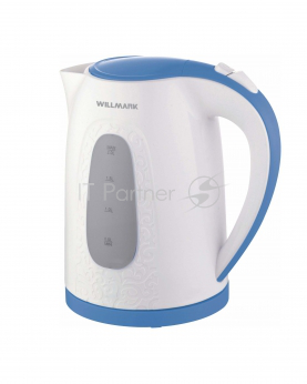 Чайник электрический WILLMARK WEK-2009P (2.0л, пов. на 360 град., 2200Вт) (Белый/синий)