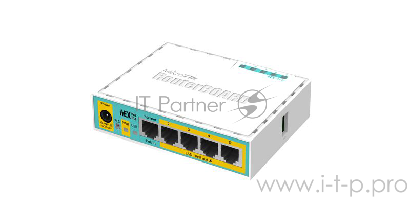 Сетевое оборудование MikroTik RB750UPr2 hEX PoE lite 5-портовый 100-Мбитный маршрутизатор с поддержкой PoE на 4-х портах 5x Ethernet, раздача PoE, 650 МГц ЦП, 64 МБ