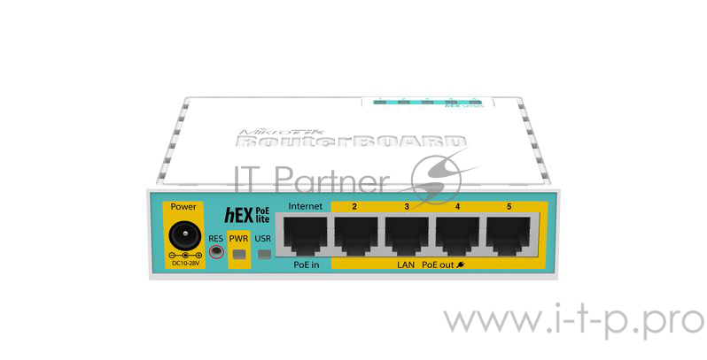 Сетевое оборудование MikroTik RB750UPr2 hEX PoE lite 5-портовый 100-Мбитный маршрутизатор с поддержкой PoE на 4-х портах 5x Ethernet, раздача PoE, 650 МГц ЦП, 64 МБ