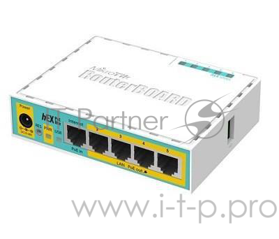 Сетевое оборудование MikroTik RB750UPr2 hEX PoE lite 5-портовый 100-Мбитный маршрутизатор с поддержкой PoE на 4-х портах 5x Ethernet, раздача PoE, 650 МГц ЦП, 64 МБ