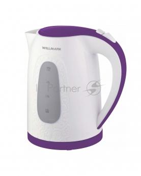 Чайник электрический WILLMARK WEK-2009P (2.0л, пов. на 360 град., 2200Вт) (Белый/фиолетовый)