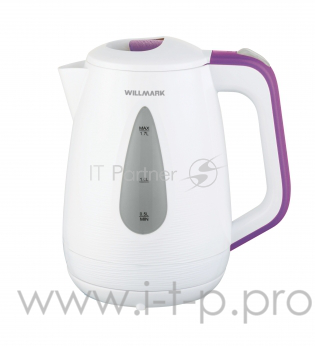 Чайник электрический WILLMARK WEK-1807P (1.7л, пов. на 360 град., 2200Вт) (Белый/фиолетовый)