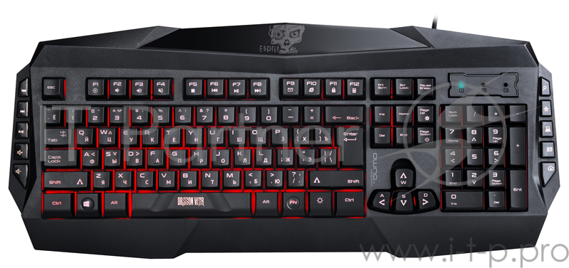 Игровая клавиатура Qumo Esprit K18, игровая,104 клавиш, 10 мультимедиа, подсветка