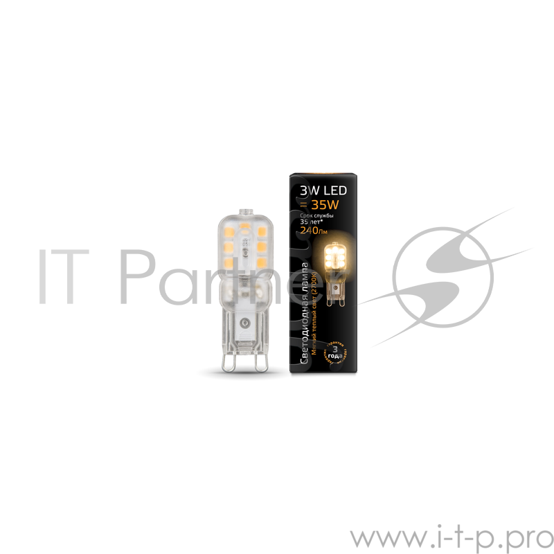 GAUSS 107409103 Светодиодная лампа LED G9 AC220-240V 3W 240lm 2700K пластик 1/10/200