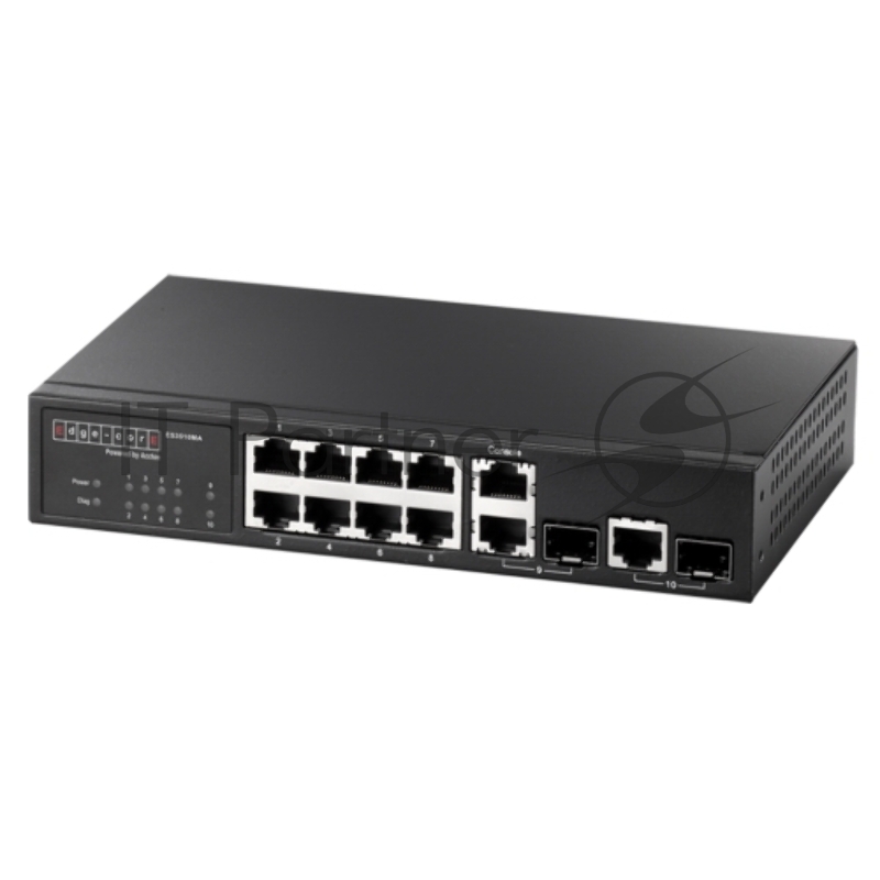 Коммутатор 8-Port 10/100BASE-TX + 2 Combo G (RJ-45/SFP), SFP dual speed 100BASE-X/1000BASE-X, Fanles
