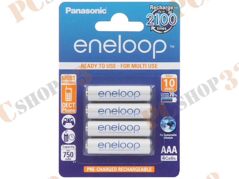 Аккумулятор Panasonic eneloop BK-4MCCE/4BE, 1.2В 750мАч Ni-MH AAA (4шт./уп.)