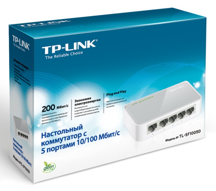 Сетевое оборудование TP-Link TL-SF1005D 5-портовый 10/100 Мбит/с настольный коммутатор