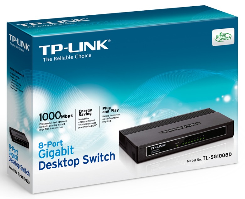 Сетевое оборудование TP-Link TL-SG1008D 8-портовый 10/100 Мбит/с настольный коммутатор