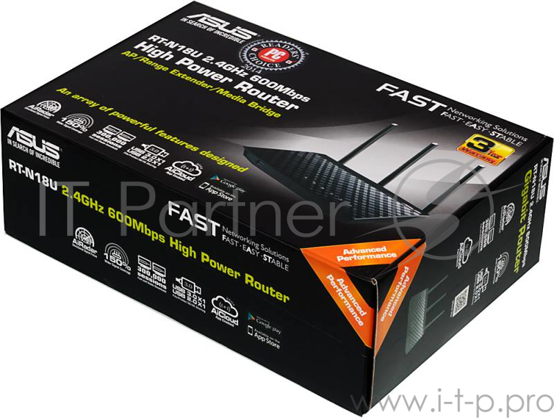 Сетевое оборудование ASUS RT-N18U 802.11n 600Mbps USB3.0 Printer/FTP Server GigaLan