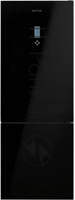 Холодильник Vestfrost VF 492 GLBL / Объем: 510 л (255+155). Цвет: черное стекло. Дисплей. 1 компрессор (R600a). Класс энергопотребления A+. Размеры (ВхШхГ), см: 192х70х71,2. No Frost.
