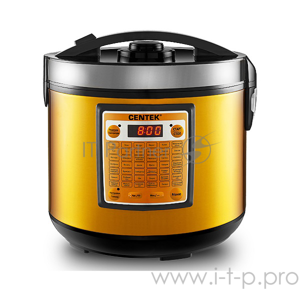 Мультиварка Centek CT-1495 BL черный/золото, 900Вт, 5л, 42 программы, мультишеф, антиприг.покрытие (в уп. 4 шт)