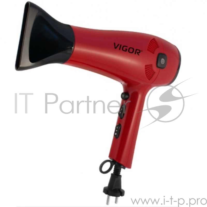 Фен Vigor HX-8090, 2400 Вт, 2 скорости, 3 температурных режима, смотка шнура, холодный обдув