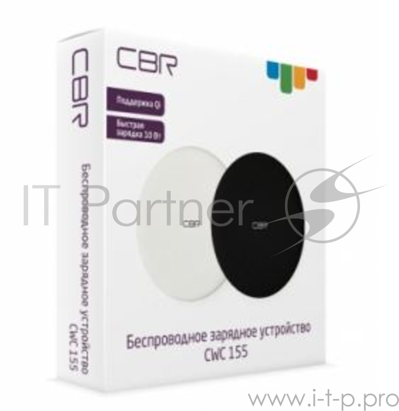 CBR CWC 155 White, Зарядное устройство беспроводное, на одно посадочное место, стандарт Qi, выход 9 В/1,1 А, мощность 10 Вт, быстрая зарядка, кабель в комплекте