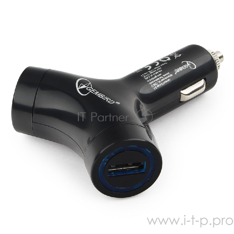 Аксессуар Gembird Адаптер питания MP3A-UC-CAR5 12V-5V 2-USB 2A, черный(MP3A-UC-CAR5)