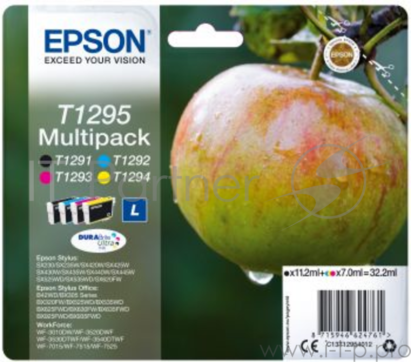 Картридж струйный Epson C13T12954010/C13T12954012 черный/голубой/пурпурный/желтый набор карт. для Epson St SX420W/SX425W/SX525WD/SX620FW/