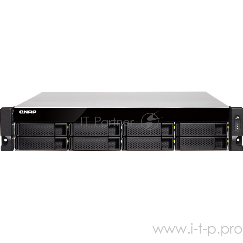 Сетевое хранилище без дисков SMB QNAP TVS-872XU-RP-i3-4G 8-Bay NAS, Intel Core i3-8100 4-core 3.6 GHz Processor, 4 GB UDIMM DDR4 (1 x 4GB), 8x 2.5
