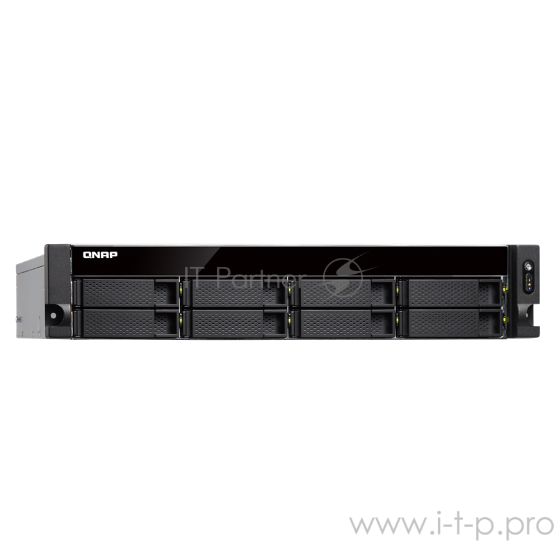 Сетевое хранилище без дисков SMB QNAP TVS-872XU-RP-i3-4G 8-Bay NAS, Intel Core i3-8100 4-core 3.6 GHz Processor, 4 GB UDIMM DDR4 (1 x 4GB), 8x 2.5