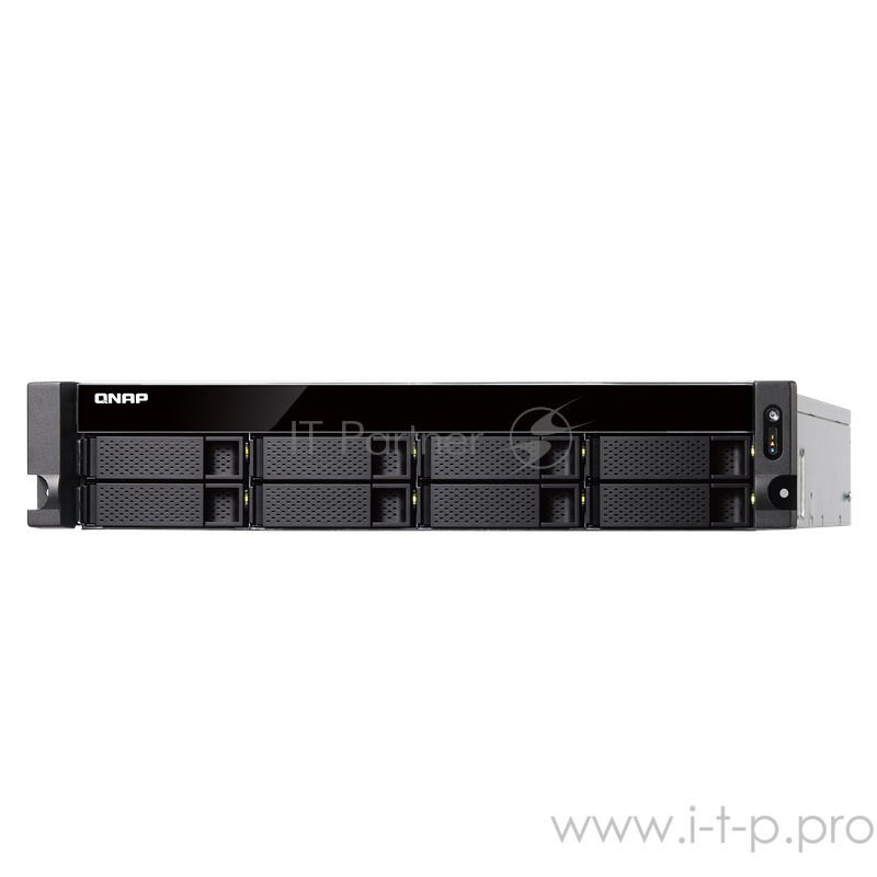 Сетевое хранилище без дисков SMB QNAP TVS-872XU-RP-i3-4G 8-Bay NAS, Intel Core i3-8100 4-core 3.6 GHz Processor, 4 GB UDIMM DDR4 (1 x 4GB), 8x 2.5