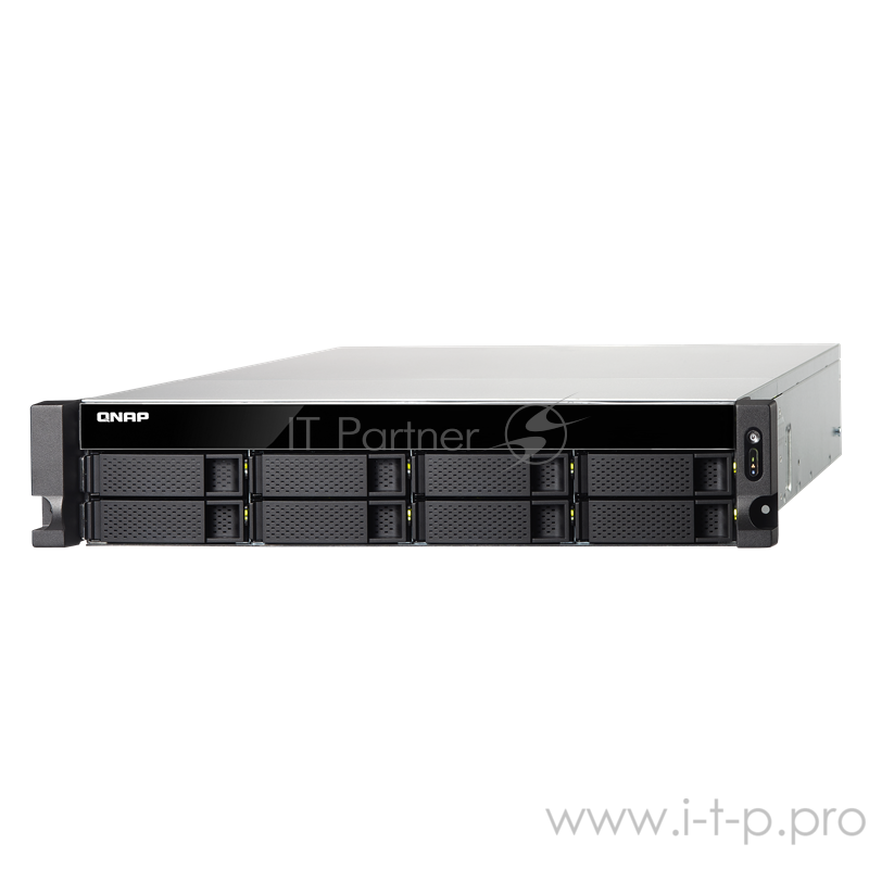 Сетевое хранилище без дисков SMB QNAP TVS-872XU-RP-i3-4G 8-Bay NAS, Intel Core i3-8100 4-core 3.6 GHz Processor, 4 GB UDIMM DDR4 (1 x 4GB), 8x 2.5