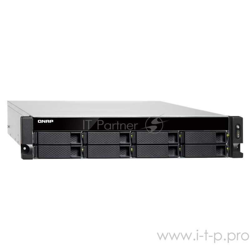Сетевое хранилище без дисков SMB QNAP TVS-872XU-RP-i3-4G 8-Bay NAS, Intel Core i3-8100 4-core 3.6 GHz Processor, 4 GB UDIMM DDR4 (1 x 4GB), 8x 2.5