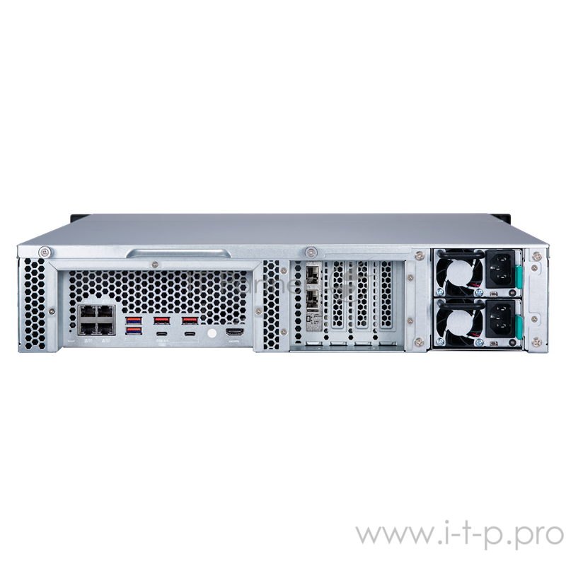 Сетевое хранилище без дисков SMB QNAP TVS-872XU-RP-i3-4G 8-Bay NAS, Intel Core i3-8100 4-core 3.6 GHz Processor, 4 GB UDIMM DDR4 (1 x 4GB), 8x 2.5
