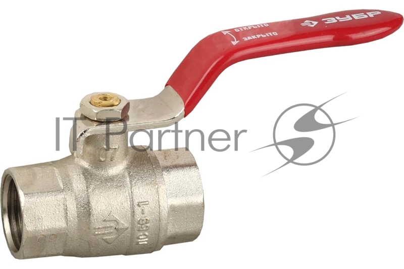 Кран шаровой Зубр 51350-N-3/2 3/2 полнопроход. мама-мама, ручка, Ni латунь