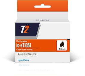 Расходные материалы T2 C13T13614A10 Картридж T2 (IC-ET1361) для Epson K101/K201/K301, черный, с чипом