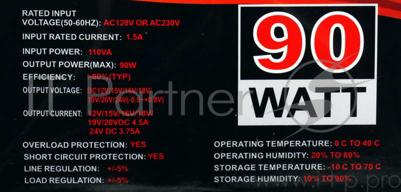 Аксессуар к ноутбуку GINZZU GA-1090U {Адаптер питания GA-1090U Universal 2 USB 90 W}