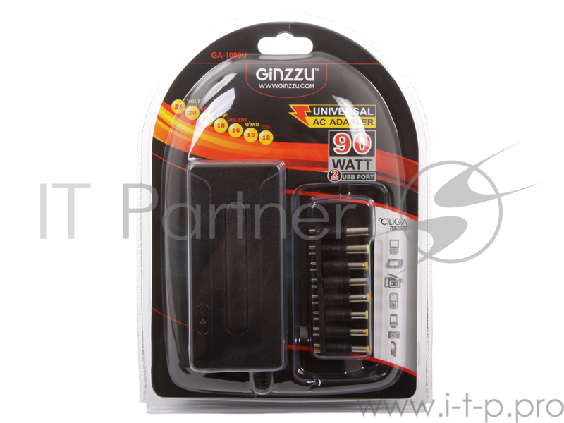 Аксессуар к ноутбуку GINZZU GA-1090U {Адаптер питания GA-1090U Universal 2 USB 90 W}