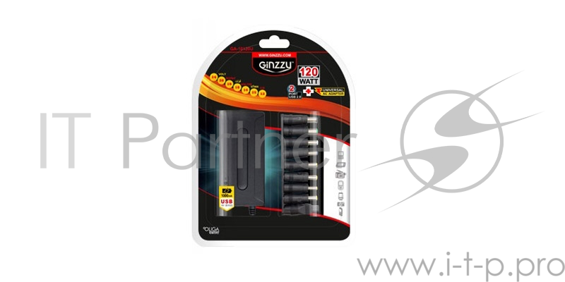 Аксессуар к ноутбуку GINZZU GA-10120U { Адаптер питания GA-10120U Universal 2 USB 120 W}