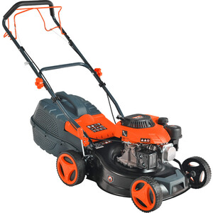 Газонокосилка Газонокосилка бензиновая PATRIOT PT 42LS 512109004 {Рабочий объем 123сс, мощность 3.5л.с., рабочая ширина 42см, регул. высоты 30-75мм прорезин. колеса 152-178мм, травосбор. 40л, функц. мульчир.}