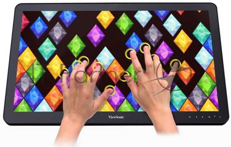 Монитор Viewsonic 23.6 TD2430 Touch VA LED, 1920x1080, 10ms, 250cd/m2, 50Mln:1, 178°/178°, VGA, HDMI, DP, USB*2, колонки, Tilt, VESA(100x100), Black