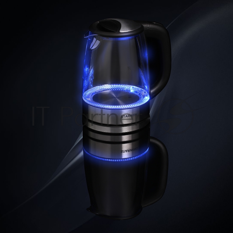 Чайник электрический Starwind SKG5210 1.7л. 2200Вт черный/серебристый (корпус: стекло)