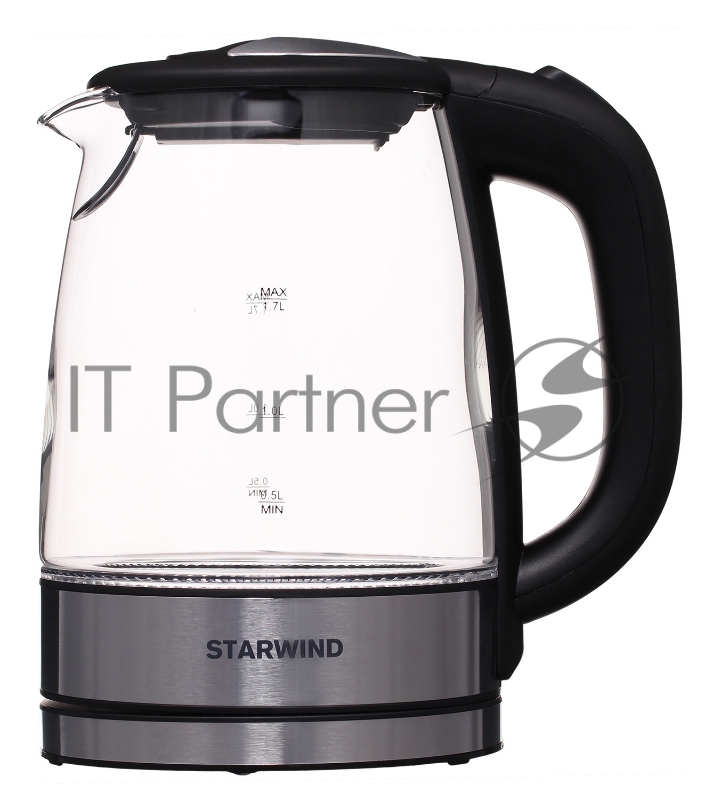 Чайник электрический Starwind SKG5210 1.7л. 2200Вт черный/серебристый (корпус: стекло)