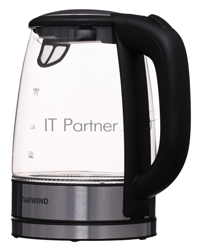 Чайник электрический Starwind SKG5210 1.7л. 2200Вт черный/серебристый (корпус: стекло)