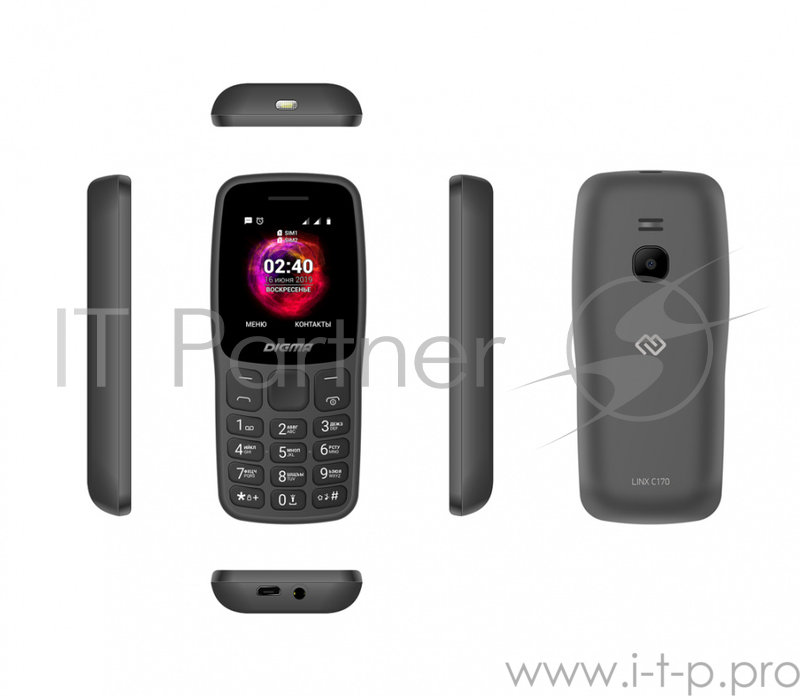 Мобильный телефон Digma C170 Linx 32Mb графит моноблок 2Sim 1.77