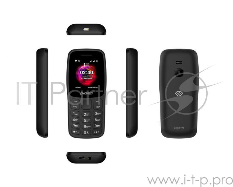 Мобильный телефон Digma C170 Linx 32Mb черный моноблок 2Sim 1.77