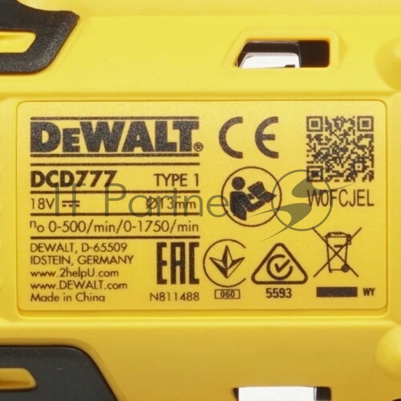 Аккумуляторная безударная бесщеточная дрель - шуруповерт XR DEWALT DCD777D2T-QW